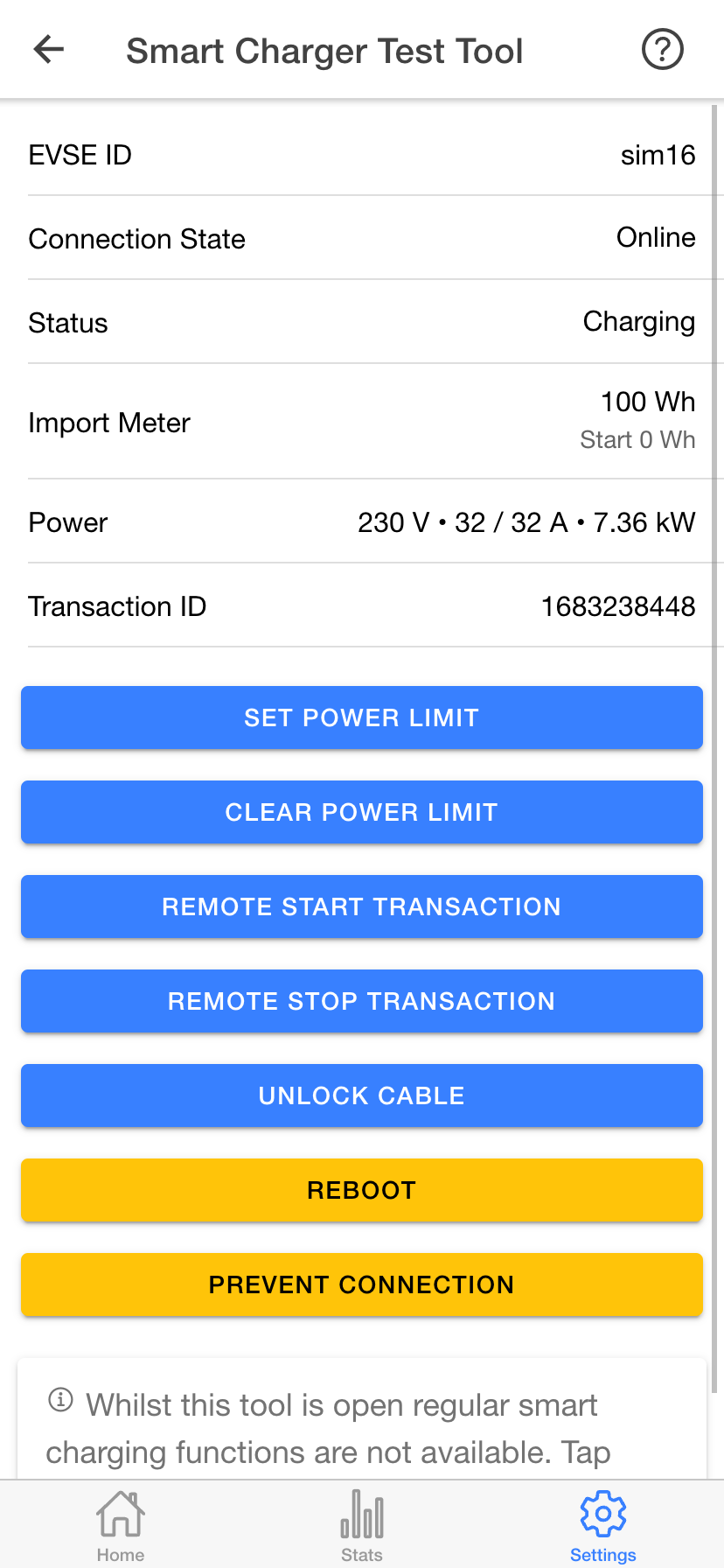 Procedure for testing an OCPP EV charger with Charge HQ